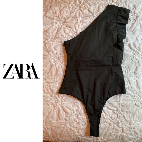Zara Tops - Ruffle One Shoulder Body Suit